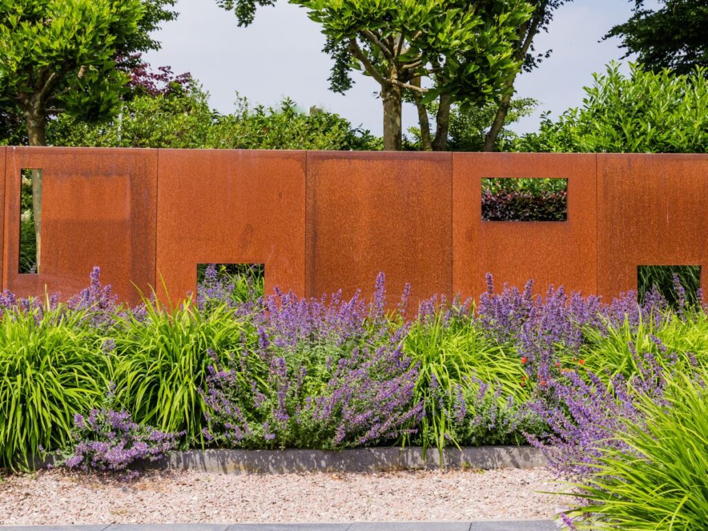 corten steel landscaping feature